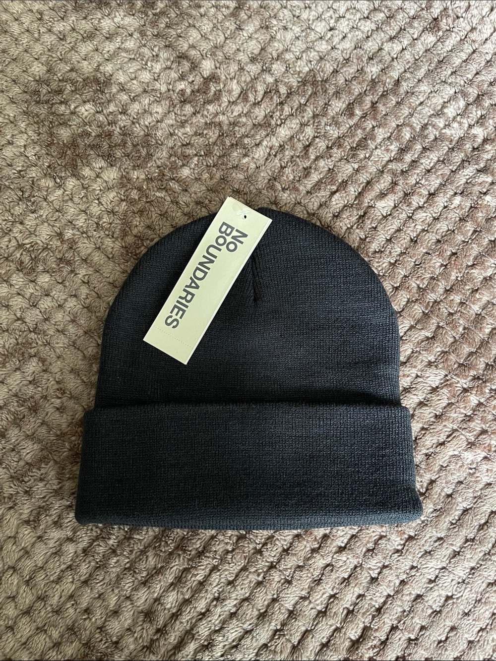 No Boundaries Black Knit Folded Beanie